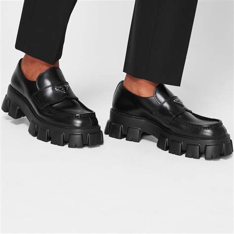 mens prada penny loafers|Prada monolith loafers men.